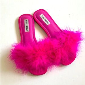 Steve Madden Feather Slides Hot Pink Size 8.5